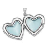 Sterling Silver Rhodium-plated Brushed Diamond-cut Butterflies 24mm Heart Locket - Image 4