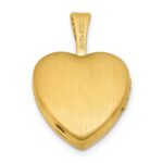Sterling Silver Gold-plated Polished Front/Brushed Back Foot Prints with Hearts 12mm Heart Locket - Image 3