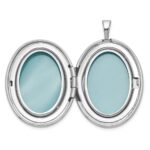 Sterling Silver Rhodium-plated Polished Front/Brushed Back Diamond-cut Floral Design 20mm Oval Locket - Image 4