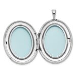 Sterling Silver Rhodium-plated Polished Front/Brushed Back Miraculous Medal 20mm Oval Locket - Image 4
