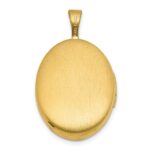 Sterling Silver Gold-plated Polished Front/Brushed Back Greek Key 16mm Oval Locket - Image 3