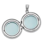 Sterling Silver Rhodium-plated Polished Front/Brushed Back Multi-Heart 20mm Round Locket - Image 4
