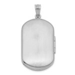 Sterling Silver Rhodium-plated Polished Front/Brushed Back Fleur De Lis 20mm Rectangle Locket - Image 3