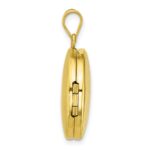 Sterling Silver Gold-plated Polished Front/Brushed Back Paw Print 20mm Round Locket - Image 2