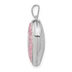 Sterling Silver Rhodium-plated 18mm Pink Preciosa Crystal Heart Locket - Image 2