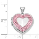 Sterling Silver Rhodium-plated 18mm Pink Preciosa Crystal Heart Locket - Image 4