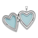 Sterling Silver Rhodium-plated 20mm Satin/Polished Cross Heart Locket - Image 5