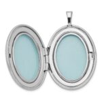 Sterling Silver Rhodium-plated 26mm Leaf Border Oval Locket - Image 5