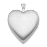 Sterling Silver Rhodium-plated Diamond Star Satin/Polished Heart Locket - Image 3