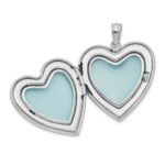 Sterling Silver Rhodium-plated 24mm D/C Cross Heart Locket - Image 5