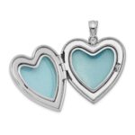 Sterling Silver Rhodium-plated 24mm Satin Enameled & D/C Rose Locket - Image 5