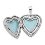 Sterling Silver Rhodium-plated 16mm Enameled & D/C Love Heart Locket - Image 5