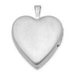 Sterling Silver Rhodium-plated Polished & Satin Diamond 20mm Heart Locket - Image 3