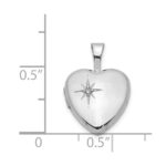 Sterling Silver Rhodium-plated Polished Diamond Star 12mm Heart Locket - Image 4