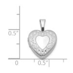 Sterling Silver Rhodium-plated Flower Border 12mm Heart Locket - Image 4