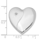 Sterling Silver RH-plated Satin/Polish Diamond 4 Photo Family Heart Locket - Image 4