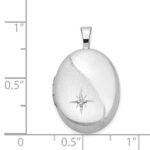 Sterling Silver Rhodium-plated 19mm Diamond Polished/Satin Star Oval Locket - Image 4