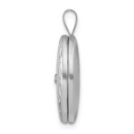 Sterling Silver Rhodium-plated & Diamond Side Scallops 19mm Oval Locket - Image 2