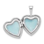Sterling Silver Rhodium-plated & Diamond Sister Heart 12mm Heart Locket - Image 5