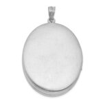 Sterling Silver Rhod-plated Satin & Polished Enamel Rose 34mm Oval Locket - Image 3