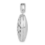 Sterling Silver Rhodium-plated 20mm Round w/Diamond Vintage Locket - Image 2