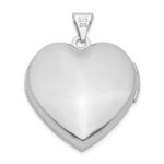 Sterling Silver Rhodium-plated 21mm Textured Heart Locket - Image 3