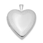 Sterling Silver Rhodium-plated Braided Edge Heart Locket