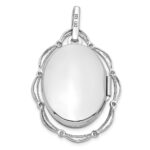 Sterling Silver Rhodium-plated 21x16mm Floral Oval Locket - Image 3