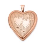 Sterling Silver Rose Gold-plated 20mm Double Hearts Heart Locket