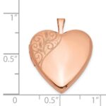 Sterling Silver Rose Gold-plated 20mm Polished Swirl Heart Locket - Image 4