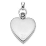 Sterling Silver Rhodium-plated 21mm Heart Dia. Accent D/C Satin Locket - Image 3