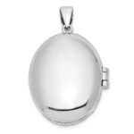 Sterling Silver Rhodium-plated CZ Filigree Top Polished Back Oval Locket - Image 3