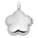 Sterling Silver Rhodium-plated Polished 21mm Domed Swirl Flower Locket - Image 3