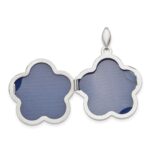 Sterling Silver Rhodium-plated Polished 21mm Domed Swirl Flower Locket - Image 4