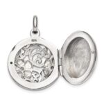 Sterling Silver Antiqued Filigree Floral Top 21mm Locket Pendant - Image 4