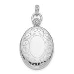 Sterling Silver Rhodium-plated 26mm Oval Diamond Accent Satin Locket