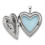 Sterling Silver RH-pltd Satin/Polish Enamel 20mm Vibrant CZ Heart Locket - Image 4