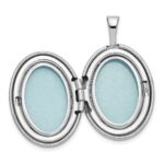 Sterling Silver Rhodium-plated 19mm Diamond Angel Wings Oval Locket - Image 4