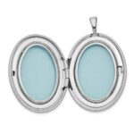 Sterling Silver RH 26mm Satin / Polished Enameled Flower D/C Oval Locket - Image 3