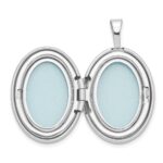 Sterling Silver Rhod-plated 19mm Diamond Satin & Polished Heart Oval Locket - Image 4