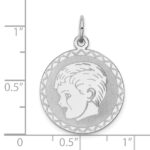 Sterling Silver Rhodium-plated Engraveable Boy Disc Charm - Image 3