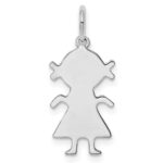 Sterling Silver Rhod-plated Eng. Girl Polished Front/Satin Back Disc Charm