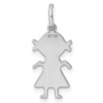 Sterling Silver Rhod-plated Eng. Girl Polished Front/Satin Back Disc Charm - Image 4