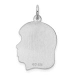 Sterl Silver Rh-plt Engraveable Girl Polished Front/Satin Back Disc Charm - Image 4