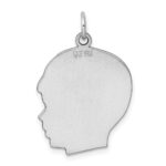 Sterl Silver Rh-plt Engraveable Boy Polished Front/Satin Back Disc Charm - Image 4