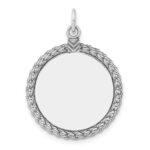 Sterl Silver Rh-plt Engraveable Round with Rope Polished Front/Back Disc