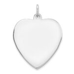 SS Rh-plt Engraveable Heart Polished Front/Satin Back Disc Charm