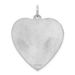 SS Rh-plt Engraveable Heart Polished Front/Satin Back Disc Charm - Image 4