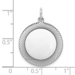 SS Rh-plt Engraveable Round Polished Front/Satin Back Disc Charm - Image 3