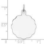 Sterling Silver Rh-plt Engraveable Polished Front/Satin Back Disc Charm - Image 3